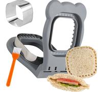 Sandwich Cutter and Sealer, Decruster Sandwich Maker for kids lunch Uncrustable Sandwich Maker，Easy for School Lunchbox and Bento Box Square - Grey