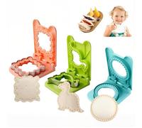 Sandwich Cutter and Sealer Set - 3Pcs Stainless Steel Crustless Sandwich Makers for Kids Lunch & Breakfast, Cookie Cutters with Dinosaur/Lace Wave/Circle Shapes, Perfect for Children’s Bento Box