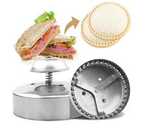 Sandwich Cutter Round Cookie Cutters Stainless Steel Sandwich Sealer Non-Stick Sandwich Cutter and Sealer for Kids Making Sandwiches, Hamburgers, Pie 3.54inch