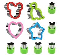 Sandwich Cutters for Children, Stainless Steel Fruit Cutters, Bread Cutters Set, 10 Pieces Cookie Cutters, Mickey Mouse, Dinosaur, Star, Heart Shape, Bento Lunch Box Mold Supplies