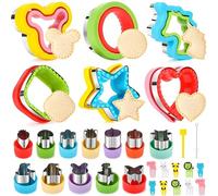 Sandwich Cutters for Kids, 30 Pack Cookie Cutters for Kids, Vegetable Cutters for Kid Set, Stainless Steel Fruit Shape Cutter Cute Fruit Mold with 10 Fruit Animal Picks for Kid Baking Tools