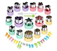 Sandwich Cutters for Kids, 38 Pack Cookie Cutters for Kids, Vegetable Cutters for Kid Set, Stainless Steel Fruit Shape Cutter Cute Fruit Mold with 20 Fruit Animal Picks for Kid Baking Tools