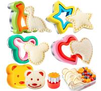 Sandwich Cutters for Kids Lunch LARGE 6 Pcs, Kimfead Sandwich Maker, Cookie Cutters Set, Dinosaur Mouse Heart Star Bear