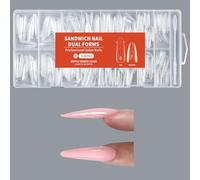 Sandwich Dual Nail Forms, 256PCS Sandwich Nail Extensions-Nail Dual Forms For Gels Builder, 16 Sizes Dual Forms for Poly-Gel Acrylic Nail Mold Extension Tool Home Nail Manicure, Almond