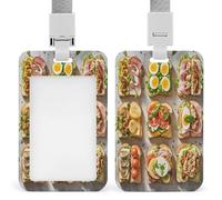 Sandwich Encyclopedia Badge Holder Waterproof Plastic ID Card Badge Holders with Lanyard Vertical Card Case Protector Pouch Clear Window Work Badges for Women Men