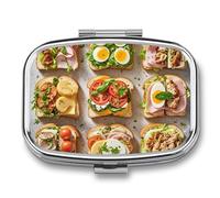 Sandwich Encyclopedia Pill Case for Travel, Rectangle Metal Pill Organizer with 2 Compartments, Portable Daily Medicine Box for Purse, Wallet