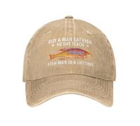 Sandwich Hats Buy A Man Eat Fish He Day Teach Fish Man to A Lifetime Sports Cap Classic Baseball Hat Lightweight Peak Cap for Hiking Gym Office