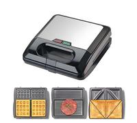 Sandwich Maker, 3-in-1 Electric Grill with Removable Non-Stick Plates, Waffle and Panini Press for Grilled Cheese and Burgers, Compact Kitchen Essential