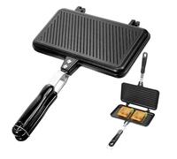 Sandwich Maker Camping Double Sided Frying Pan, Toaster Sandwich Maker Aluminium Camping Toaster Sandwich Maker Waffle Iron Folding Toaster for Kitchen Breakfast