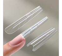 Sandwich Nail Dual Forms - 240pcs Top & Bottom Design Nail Forms For Gel Builder - 15 Sizes Transparent Sandwiches Nail Mold - Multiple Use Nails Extension Kit For Women Nail Art Gift (Long Coffin)