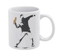 Sandwich Revolution White Ceramic Coffee Mug 11 Oz, Double-Sided Printed Tea Cup with Ergonomic C-Handle, Thickened Bottom Porcelain Drinkware for Home Office Kitchen, Novelty Gifts for Friends