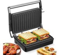 Sandwich Toaster 1000W, Compact Panini Press,Non-Stick Plates,Folding Grill | Die-cast aluminium with non-stick coating. Fits 2 toasts; ideal for studio flats and student dorms. Fast dual-plate grilling.