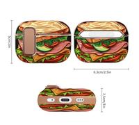 Sandwich Whole Wheat Turkey Ham Headphone Case Compatible with Airpod Pro 2 Protective Cover Cute Hard Case