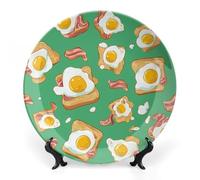 Sandwiches with Bacon Egg Ceramic Decorative Plates for Display Ornaments with Stand for Kitchen Home Decor