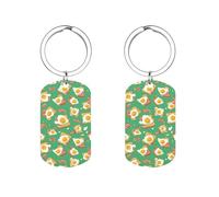 Sandwiches with Bacon Egg Cute Metal Tags Rectangular Keychain Stainless Steel Key Rings Dog Label 2" X 1.1"