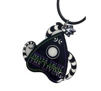 Sandworm Planchette, Sandworm Gravestone Never Trust The Living Or Sandworm Coffin 'I Myself Am Strange & Unusual' Acrylic Charm Black Cord Necklace (Planchette)