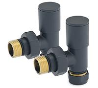 Sandy Beach Anthracite Radiator Valves - Valve for Radiator, Radiator Valves, Angled Radiator Valves, Towel Radiator Valves - Anthracite Angled Heated Towel Rail Radiator Valves (15mm)