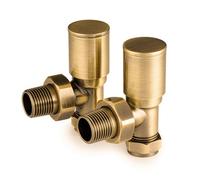 Sandy Beach Antique Brass Angled Radiator Valves Towel Rail (15mm)