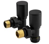 Sandy Beach Black Angled Radiator Valves - Black Angled Heated Towel Rail Radiator Valves - Black Radiator Valves, Radiator Valves Black Suitable For Internal Radiators or Heated Towel Rails (15mm)