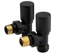 Sandy Beach Black Angled Radiator Valves For Heated Towel Rails (15mm)