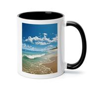 Sandy Beach Ceramic Coffee Mug with Handle 11 Ounces, Porcelain Mug Coffee Cup Tea Mug Water Cup Ideal for Coffee,Tea,Latte,Cappuccino,Microwave & Dishwasher Safe Unique Gift Cup