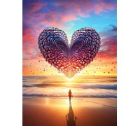 Sandy Beach Diamond Art Painting Kits, DIY 5D Diamond Painting Kits for Adults, Full Round Drill Diamond Art Valentine's Day 20x30cm/8x12inch, Crystal Arts Crafts for Home Wall Decor Gifts -YZ1246