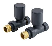Sandy Beach Grey Straight Radiator Valves - Anthracite Radiator Valves, Grey Towel Radiator - 15mm
