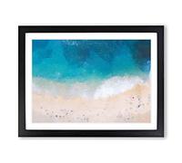 Sandy Beach In Honolulu Hawaii In Abstract Modern Art Framed Wall Art Print, Ready to Hang Picture for Living Room Bedroom Home Office Décor, Black A4 (34 x 25 cm)