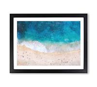 Sandy Beach In Honolulu Hawaii Painting Modern Art Framed Wall Art Print, Ready to Hang Picture for Living Room Bedroom Home Office Décor, Black A3 (46 x 34 cm)
