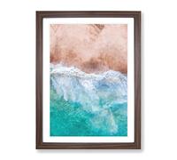 Sandy Beach Painting Modern Framed Wall Art Print, Ready to Hang Picture for Living Room Bedroom Home Office Décor, Walnut A3 (34 x 46 cm)