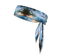 Sandy Beach Print Sport Head Ties Headbands Bandanas Workout Hair Band Athletic Sweatbands for Running Tennis