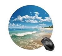 Sandy Beach Round Mouse Pad, Non-Slip Rubber Base Waterproof Washable, Computer Mouse Mat for Office Gaming Studying, Premium-Textured Durable Portable Circle Mousepad for Desktop PC Notebook