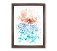 Sandy Beach Watercolour Modern Framed Wall Art Print, Ready to Hang Picture for Living Room Bedroom Home Office Décor, Walnut A4 (34 x 25 cm)