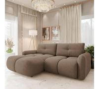 Sandy Corner Sofa Bed With Storage Compartment Chipboard Frame Wave Spring Freestanding 238X165X94Cm Brown