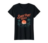 Sandy Point Beach North Carolina Sunset Value Graphic T-Shirt, Women, Black, M