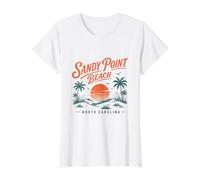 Sandy Point Beach North Carolina Sunset Value Graphic T-Shirt, Women, White, L
