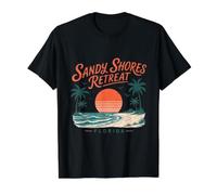 Sandy Shores Retreat Florida Sunset Beach Value Graphic T-Shirt, Men, Black, S