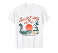 Sandy Shores Retreat Florida Sunset Beach Value Graphic T-Shirt, Men, White, S