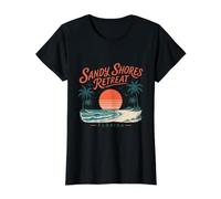Sandy Shores Retreat Florida Sunset Beach Value Graphic T-Shirt, Women, Black, S