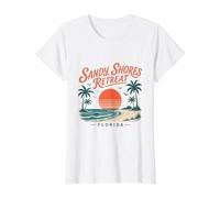 Sandy Shores Retreat Florida Sunset Beach Value Graphic T-Shirt, Women, White, S