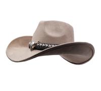 Sandy Ting Women Men Western Cowboy Cowgirl Hat with Buckle Belt Wide Brim Outdoor Fedora Hats, Beige, One size