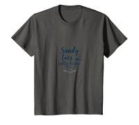 Sandy Toes Salty Kisses Beach Lover Summer Hawaiians T-Shirt, Kids, Asphalt, 12 Years
