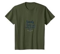 Sandy Toes Salty Kisses Beach Lover Summer Hawaiians T-Shirt, Kids, Olive, 8 Years