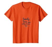 Sandy Toes Salty Kisses Beach Lover Summer Hawaiians T-Shirt, Kids, Orange, 4 Years