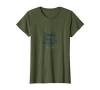 Sandy Toes Salty Kisses Beach Lover Summer Hawaiians T-Shirt, Women, Olive, XS