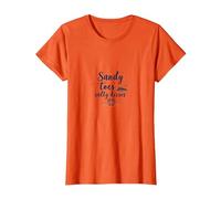 Sandy Toes Salty Kisses Beach Lover Summer Hawaiians T-Shirt, Women, Orange, M