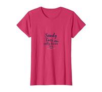 Sandy Toes Salty Kisses Beach Lover Summer Hawaiians T-Shirt, Women, Red Heather, XL