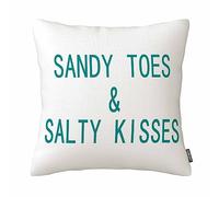 Sandy Toes & Salty Kisses Decoration Pillow Case Cotton Linen Cushion Cover 18 X 18 Inches for Room/Sofa