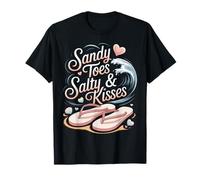 Sandy Toes Salty & Kisses Flip Flops Heart Shells Summer T-Shirt