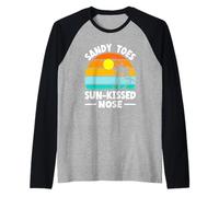 Sandy Toes Sun-Kissed Nose Tropical Beach Lover Summer Break Raglan Baseball Tee